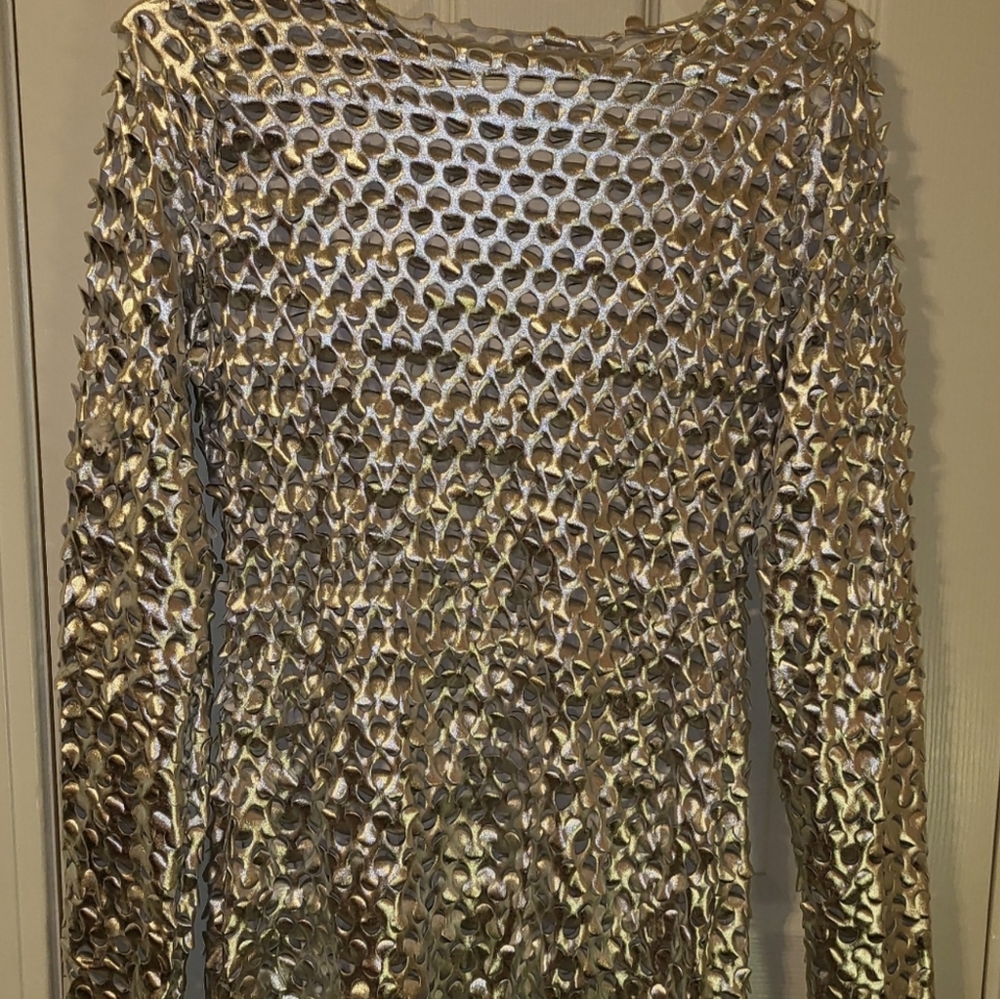 Silver See Through Mini Bodycon Dress (NWOT)